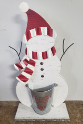SNOWMAN TABLETOP DISPLAY WOODEN/ TIN 15.2"