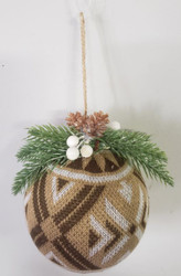 ORNAMENT GEOMETRIC KNIT BALL 4"