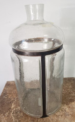 BOTTLE VASE WITH METAL FRAME 14.5"