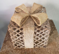 GIFT DISPLAYER  BURLAP w/ SNOW SET OF 3  6"-10"