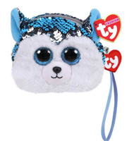 TY SLUSH PURSE HUSKY FLIPPABLE HUSKY BLUE 4.25"