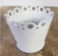 VOTIVE HOLDER TIN WHITE 3"
