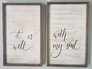 WALL ART WOOD "IT IS WELL WITH MY SOUL" SET OF 2