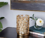 CANDLEHOLDER GUILDED BRANCE & HURRICANE 5x8"