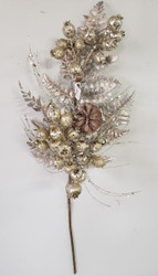 FERN SPRAY / PINECONE / ROSEHIP GOLD SILVER GLITTERED 26"