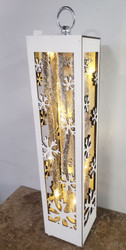 SNOWFLAKE WOODEN TOWER TABLE TOP LIGHTED 17.7"