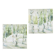 LED LIGHTED SNOWEY BIRCH FORREST PRINTS 18"