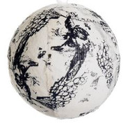 ORNAMENT BALL VINTAGE ORNAMENT IVORY FABRIC LEAF PRINT 4.25"