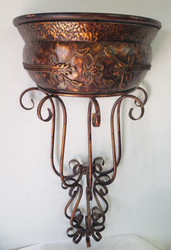 WALL SCONCE SHELF COPPER / BR HALF-MOON 32"
