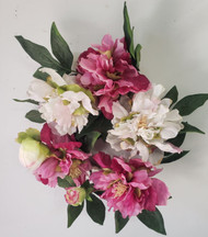 CANDLE RING OR WREATH 6" PEONIES PINK / WHITE