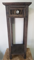 PLANT STAND BLACK TWIG DESIGN MIRRORED W/DRAWER 25"