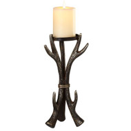 CANDLEHOLDER ANTLERS CAST IRON 12.25"