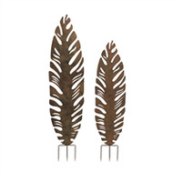 LEAF SCREEN SET OF 2 BRONZE METAL