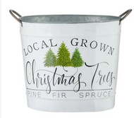 BUCKET METAL W/LOCAL GROWN CHRISTMAS TREES PINE FIR DESIGN 14"