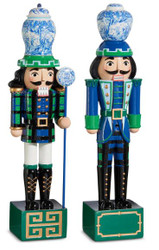 NUTCRACKER FIGURINE BLACK WATCH SET of 2 19"H