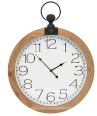 WALL CLOCK GLASS & WOOD 27.75" x 30.75" x 2.5