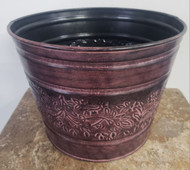 PLANTER BUCKET ROUND 10"D X 8"H BROWN METAL