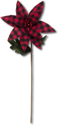 POINSETTIA FABRIC RED & BLACK BUFFALO CHECKED POINSETTIA 30"