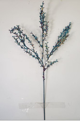 GLITTER TEAL PEACOCK TWIG SPRAY