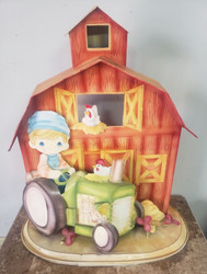 TIN DISPLAY FIGURINE PM BOY / TRACTOR 15"