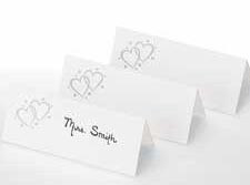 Place Cards Double Heart Silver Wilton