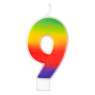 Rainbow Number candle 3 in. clean burning and decorative.
