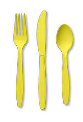 FORK SPOON KNIFEx24 YELLOW MIMOSA