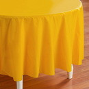TABLECOVER PLASTIC ROUND  SCHOOLBUS YELLOW