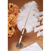 FEATHER PEN AND HOLDER IVORY
