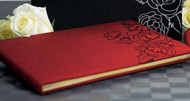 GUEST BOOK RED WITH BLACK FLORAL DESIGN