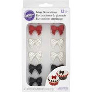 ICING DECO ROYAL  BOWS BLACK/RED/WHITE DOTS