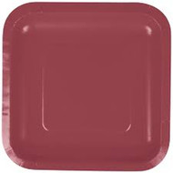 PLATES SQUARE 9 IN. BURGUNDY 18 CT