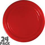 PLATES 9 IN. RED CLASSIC 24 CT