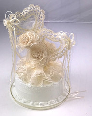 CAKE TOP DOUBLE HEART LACE IVORY