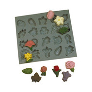 RUBBER CANDY MOLD FLOWERS AND LEAVES ASSORTMENT