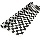 PLASTIC TABLE COVER ROLL 100' BLK/WHT CHECKED