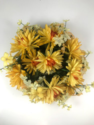 CANDLE RING 3" MUMS YELLOW