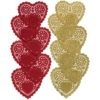 DOILIES HEARTS 4 IN. RED. GOLD ASSORTED