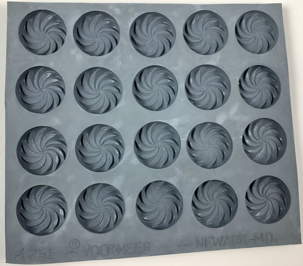 RUBBER CANDY MOLDS MINT SWIRL 20 CAVITIES Cake Supplies for Less