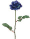 Open Rose in Blue. Approx. 23 in. tall stem. The Dark Royal blue head is approx. 3.5 in. diameter.