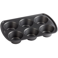 Muffin Pan and Cake Pan. Perfect Results 6 cup. Makes jumbo sized cup cakes. Non-Stick Coating.