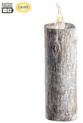WOODEN CANDLE FAUX LED WHITE 7.3 IN.