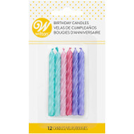 BIRTHDAY CANDLES TEAL, PINK, PURPLE 12 CT.