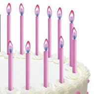 CANDLES COLOR FLAME PINK 12 CT