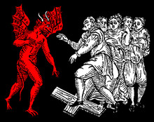 Devil & Witches Trampling a Cross T-Shirt