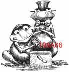 Fishing Frogs Rubber Stamp - 198A06
