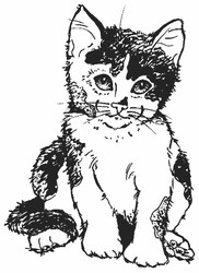Calico Kitten Rubber Stamp - 20A07