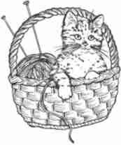 Knitting Kitten Rubber Stamp - 18A06