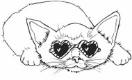 Cat Wearing Sunglasses Rubber Stamp - 14A07