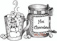 Snowman Hot Chocolate Rubber Stamp - 131M03